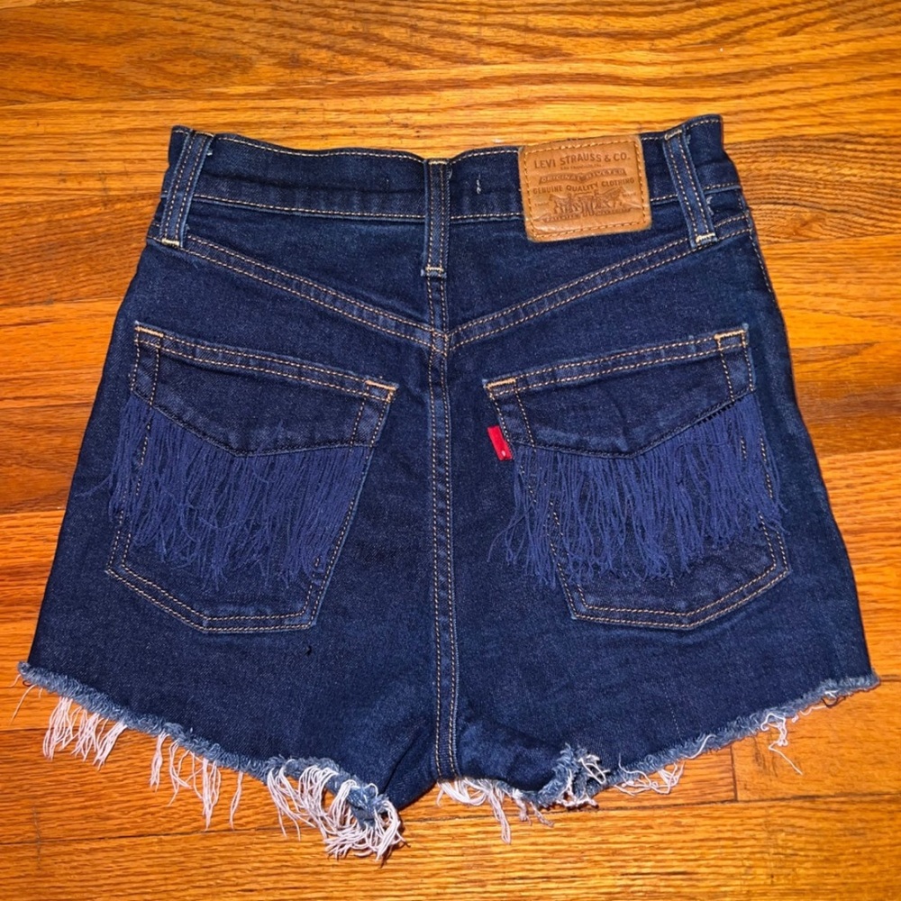 Levi Ribcage Shorts with Tassel Fringe Back Pockets